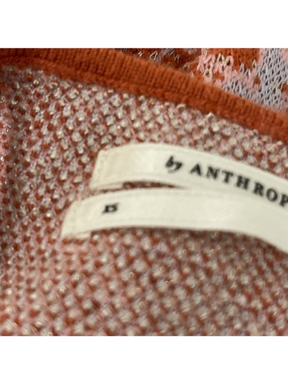 Anthropologie Beatrix Sweater Womens XS Pink Orange Pullover Mock Neck Lurex 138 - Picture 8 of 13
